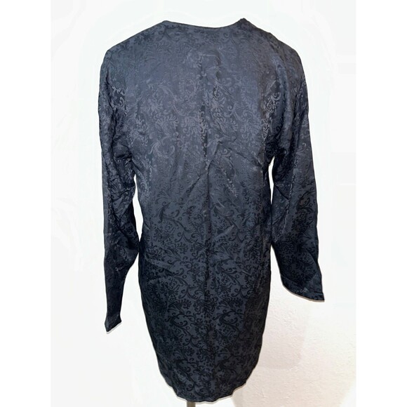 Jack Mulqueen Women’s Vintage Silk Satin Button Up Sleep Shirt size S Navy Blue - Picture 5 of 7